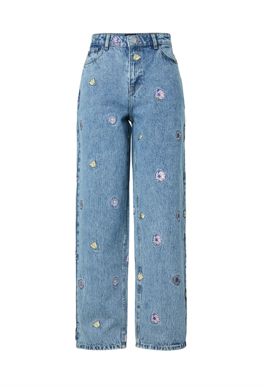 BENNIE MID WAIST FLOWER JEANS