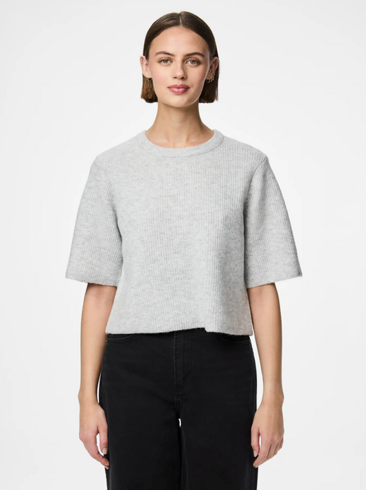SILLY O NECK T-SHIRT LIGHT GREY