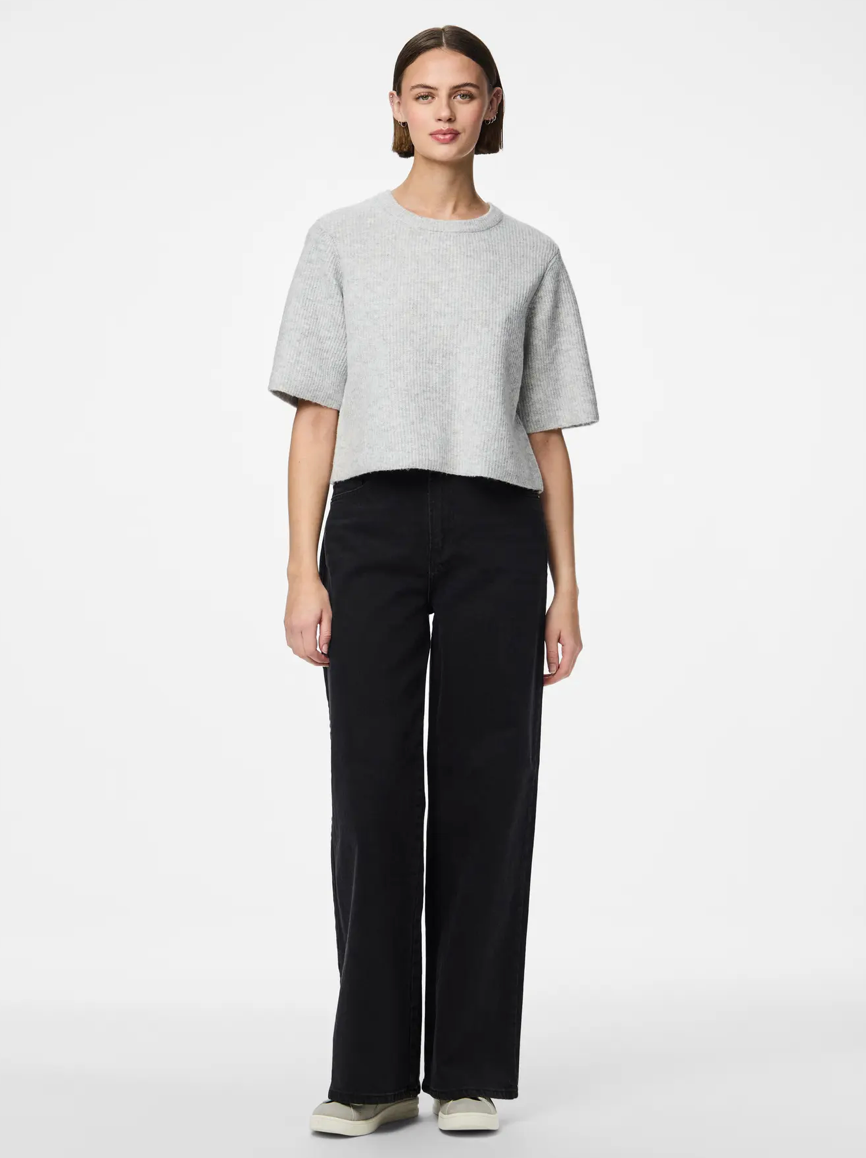 SILLY O NECK T-SHIRT LIGHT GREY