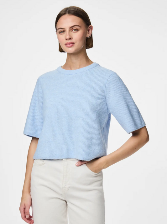 SILLY O NECK T-SHIRT CASHMERE BLUE