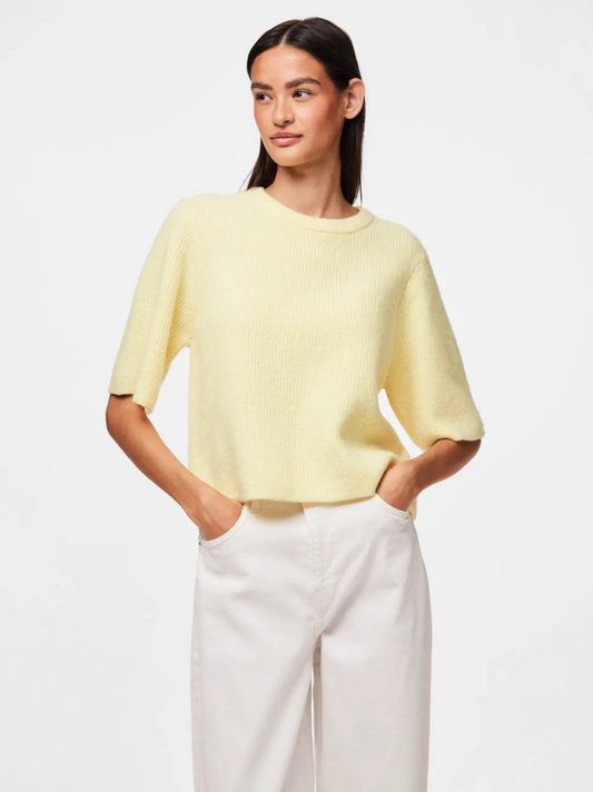 SILLY O NECK T-SHIRT PALE BANANA