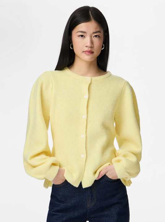 SILLY PUFF SLEEVE CARDIGAN BANANA LS