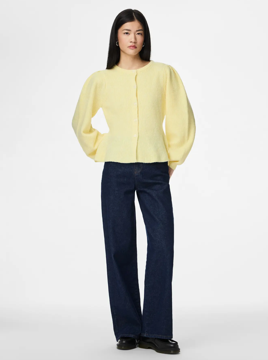 SILLY PUFF SLEEVE CARDIGAN BANANA LS