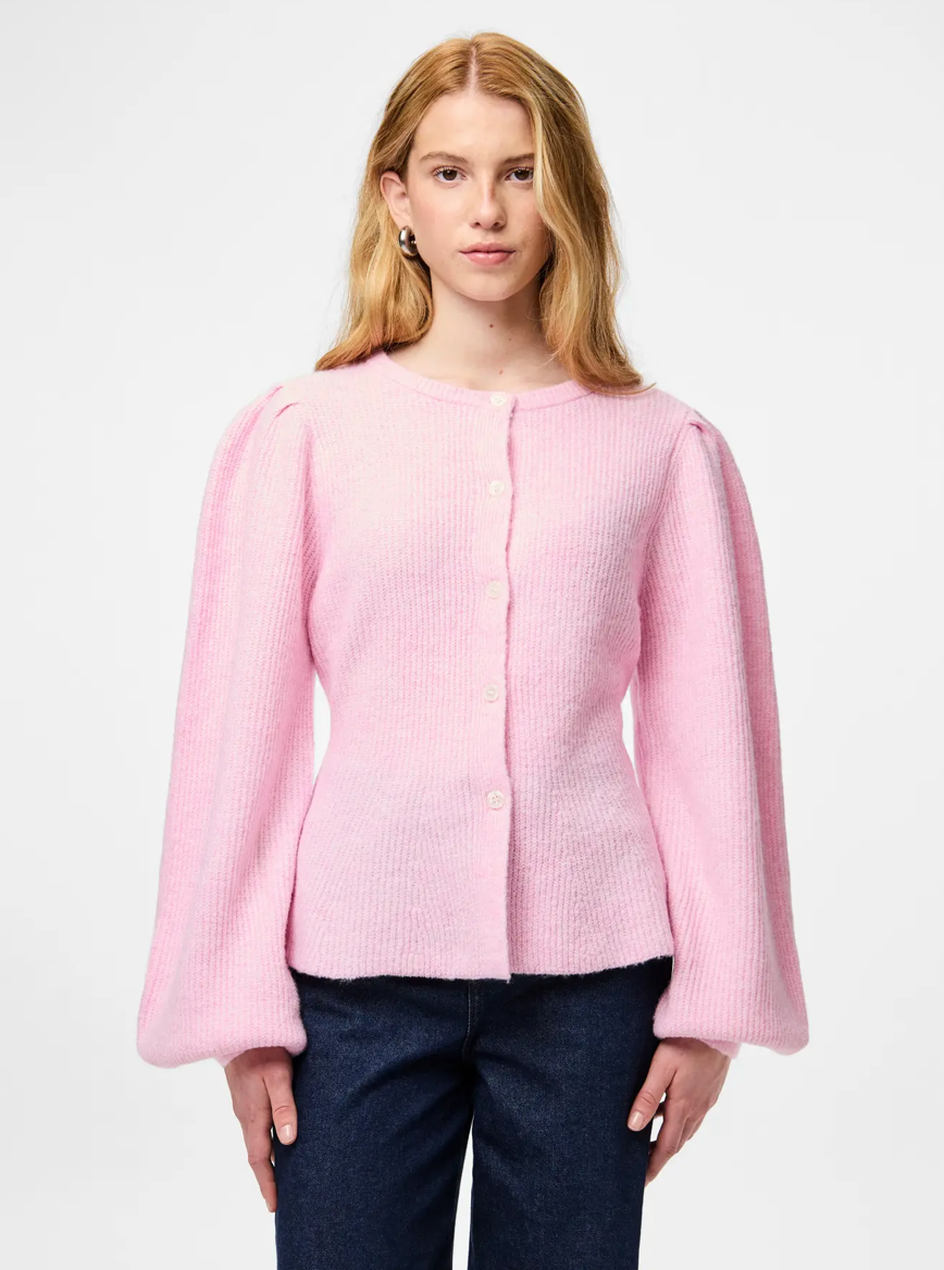 SILLY PUFF SLEEVE CARDIGAN ROSE LS
