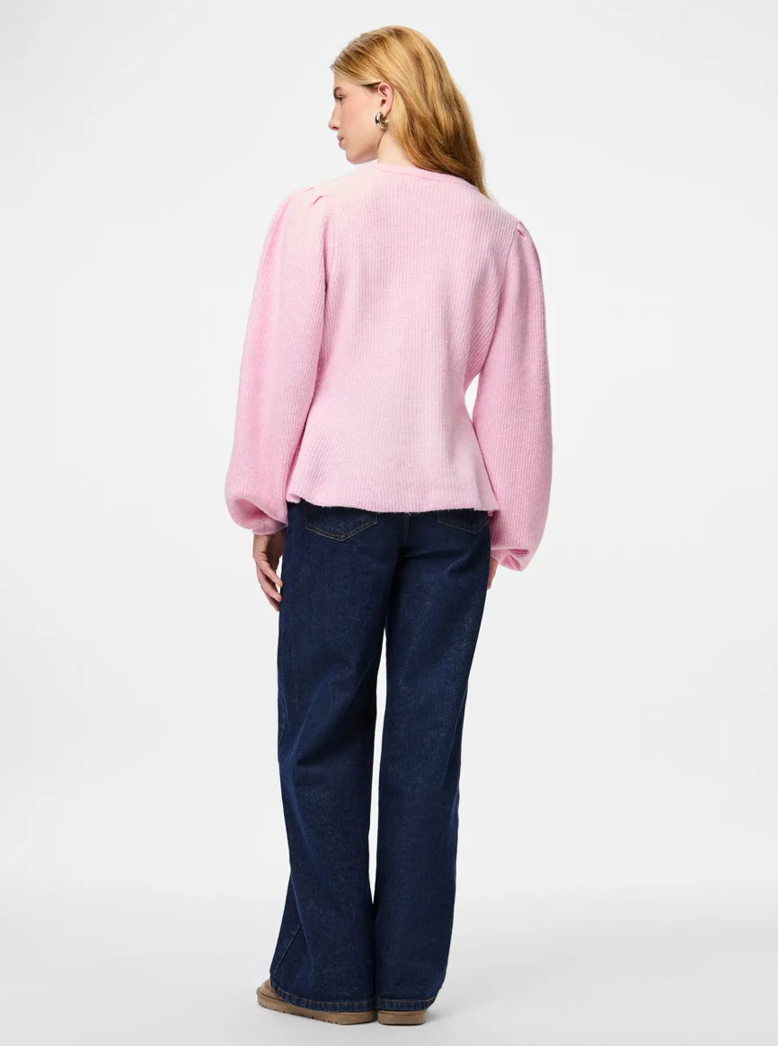 SILLY PUFF SLEEVE CARDIGAN ROSE LS
