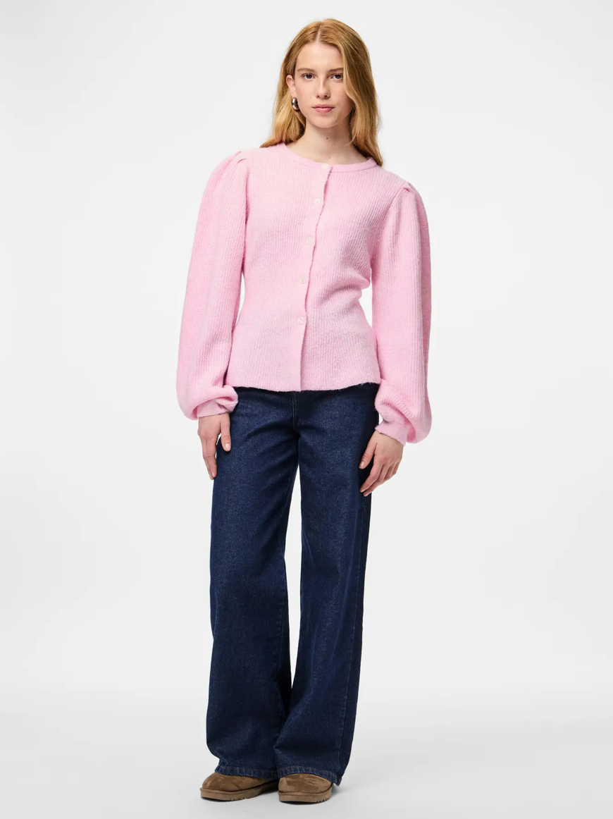 SILLY PUFF SLEEVE CARDIGAN ROSE LS