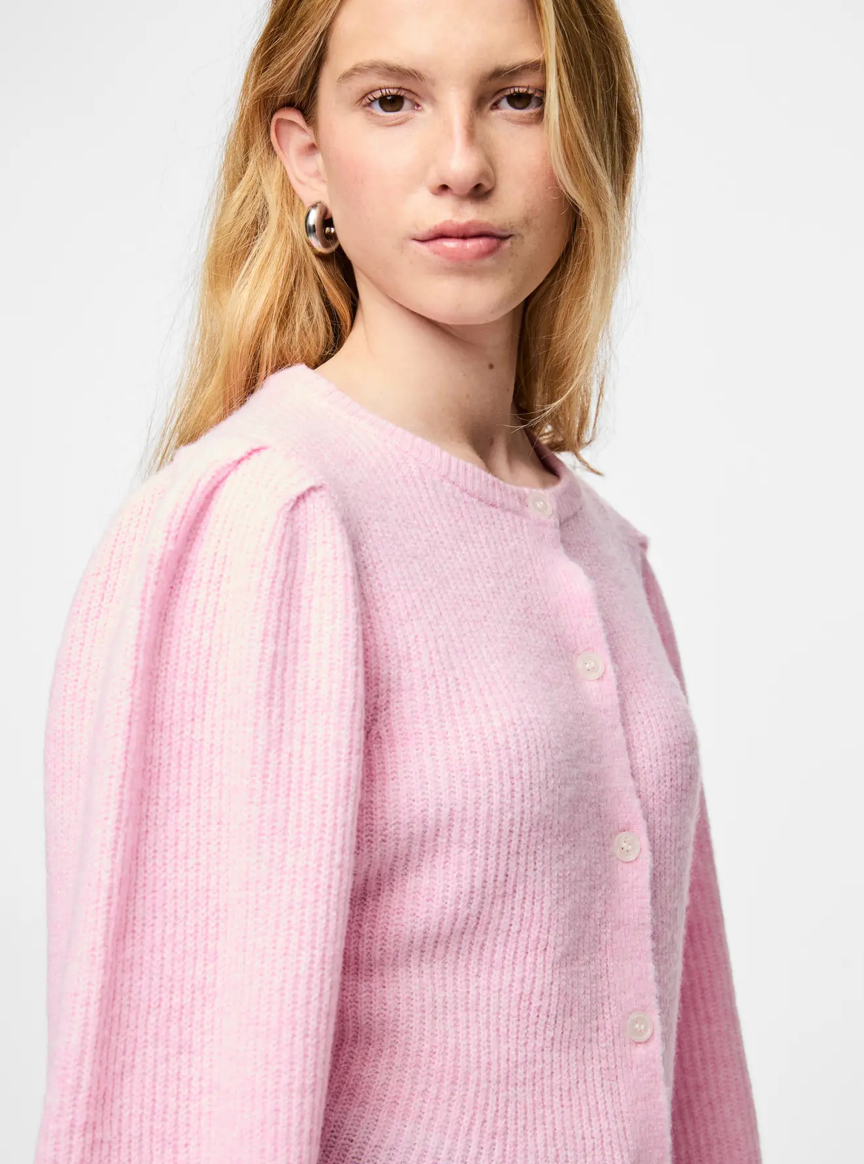 SILLY PUFF SLEEVE CARDIGAN ROSE LS