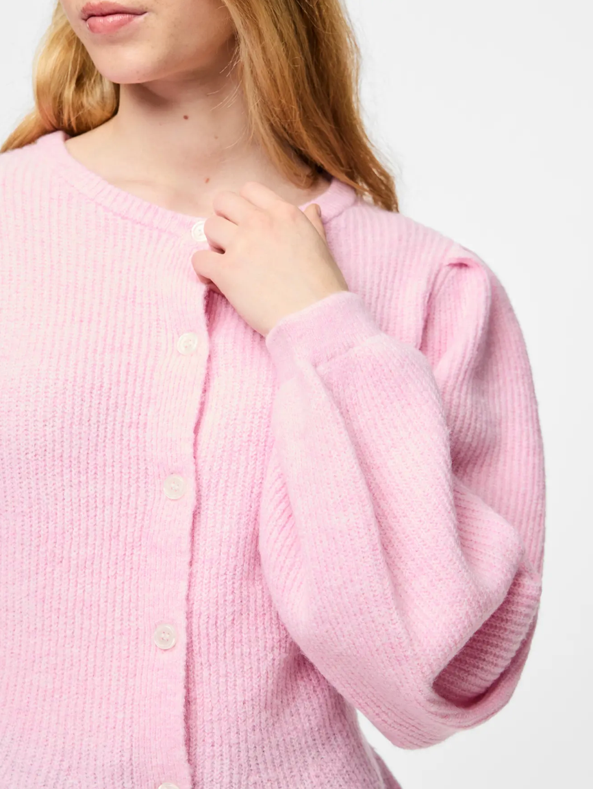 SILLY PUFF SLEEVE CARDIGAN ROSE LS