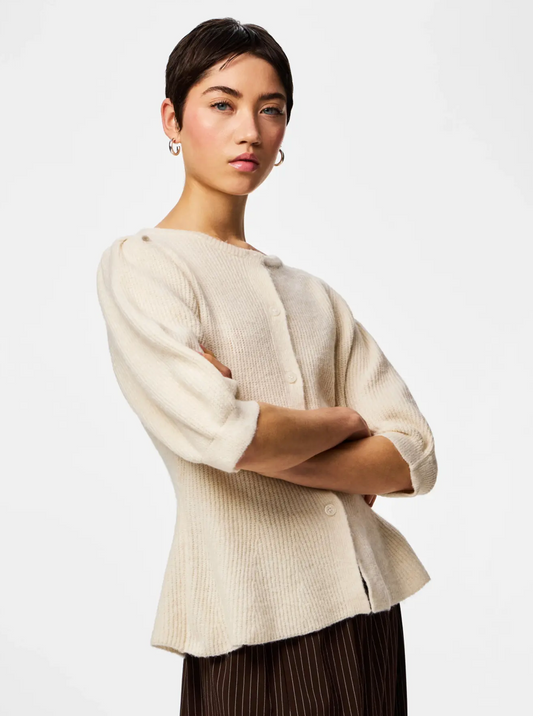 SILLY PUFF SLEEVE CARDIGAN BIRCH SS