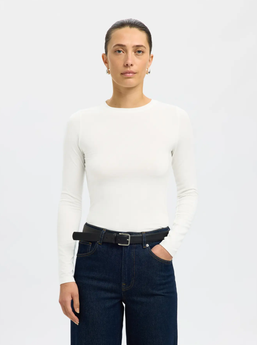 MANJA O NECK TOP SNOW WHITE LS