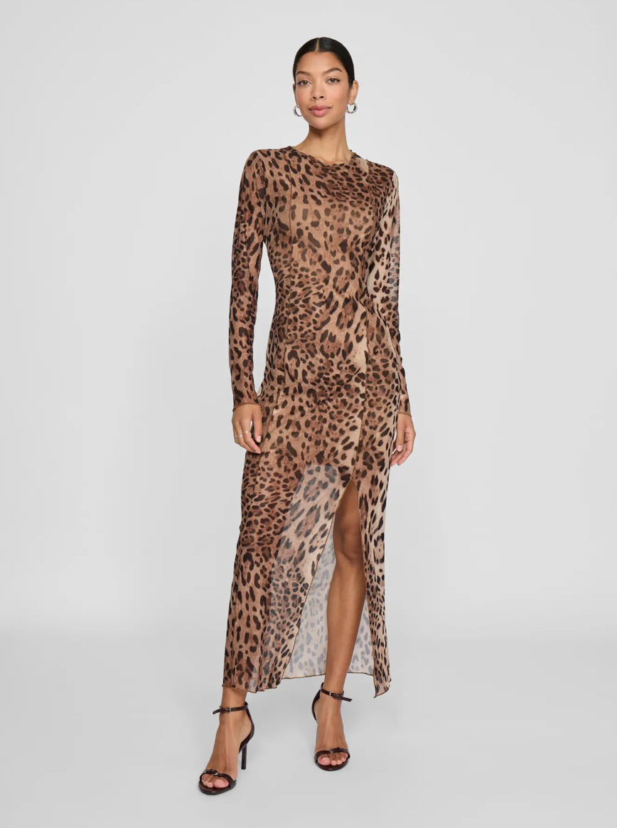 NINNA LS MESH DRESS LEOPARD