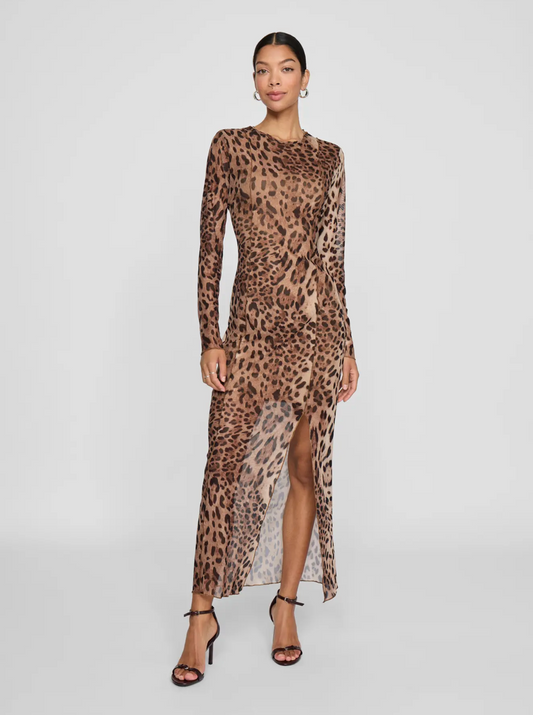 NINNA LS MESH DRESS LEOPARD