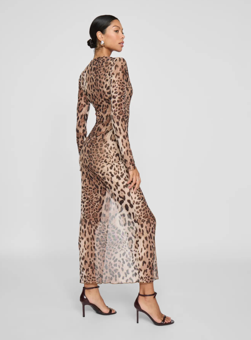 NINNA LS MESH DRESS LEOPARD