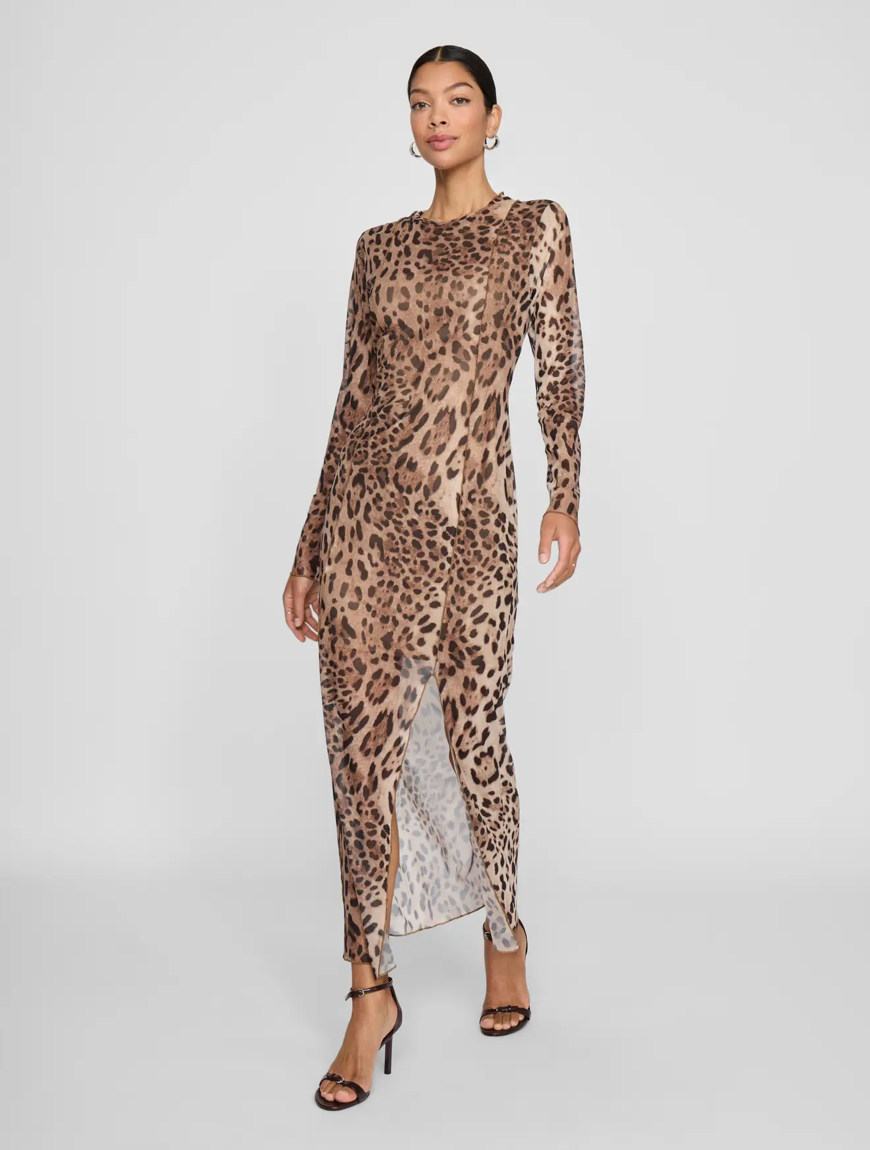 NINNA LS MESH DRESS LEOPARD
