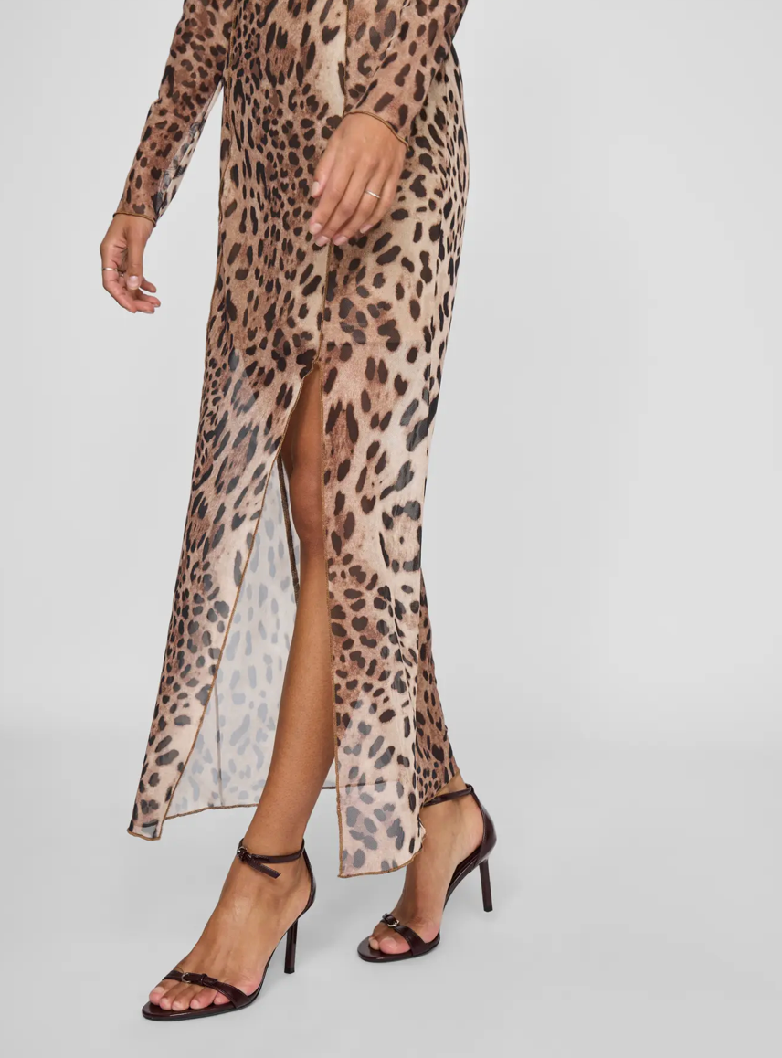 NINNA LS MESH DRESS LEOPARD