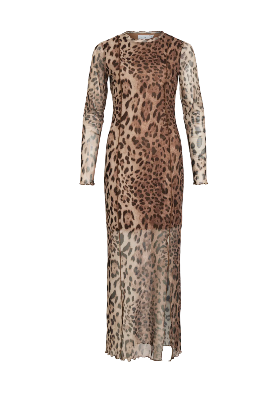 NINNA LS MESH DRESS LEOPARD