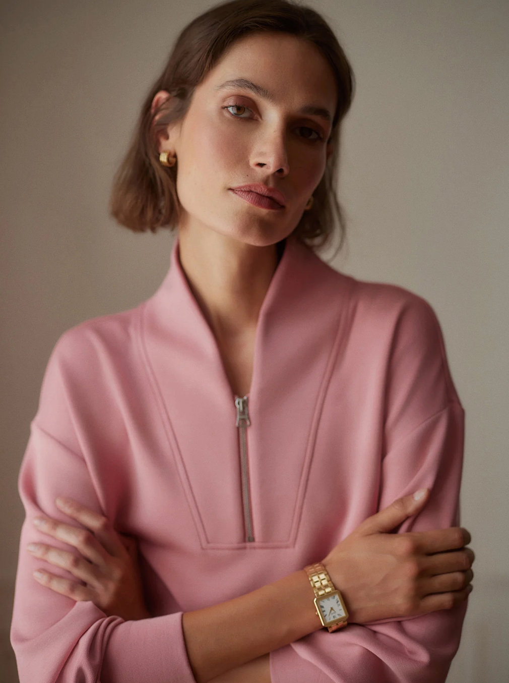 DAVIDSON DOUBLESOFT 1/2 ZIP BRANDY ROSE