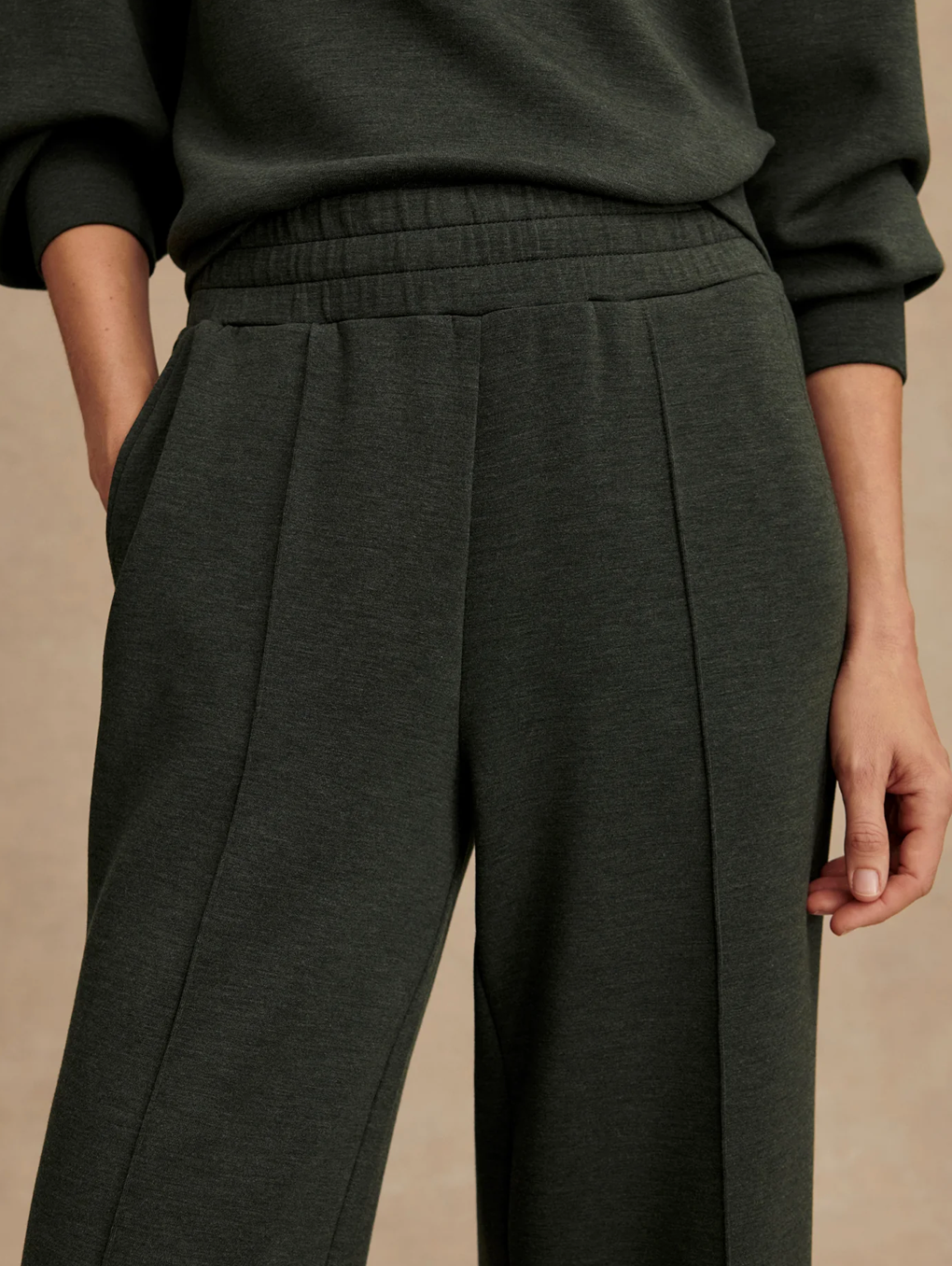 THE WIDE LEG PANT 30" OLIVE MARL