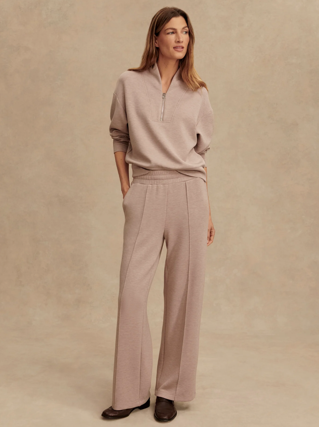 THE WIDE LEG PANT 30" TAUPE MARL