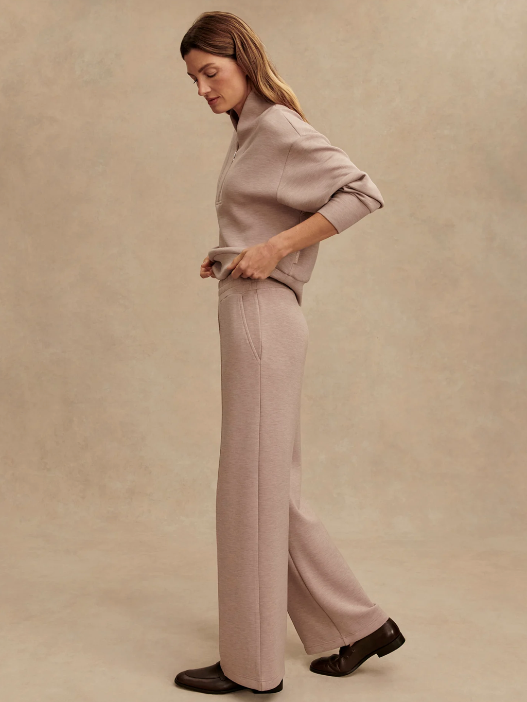 THE WIDE LEG PANT 30" TAUPE MARL