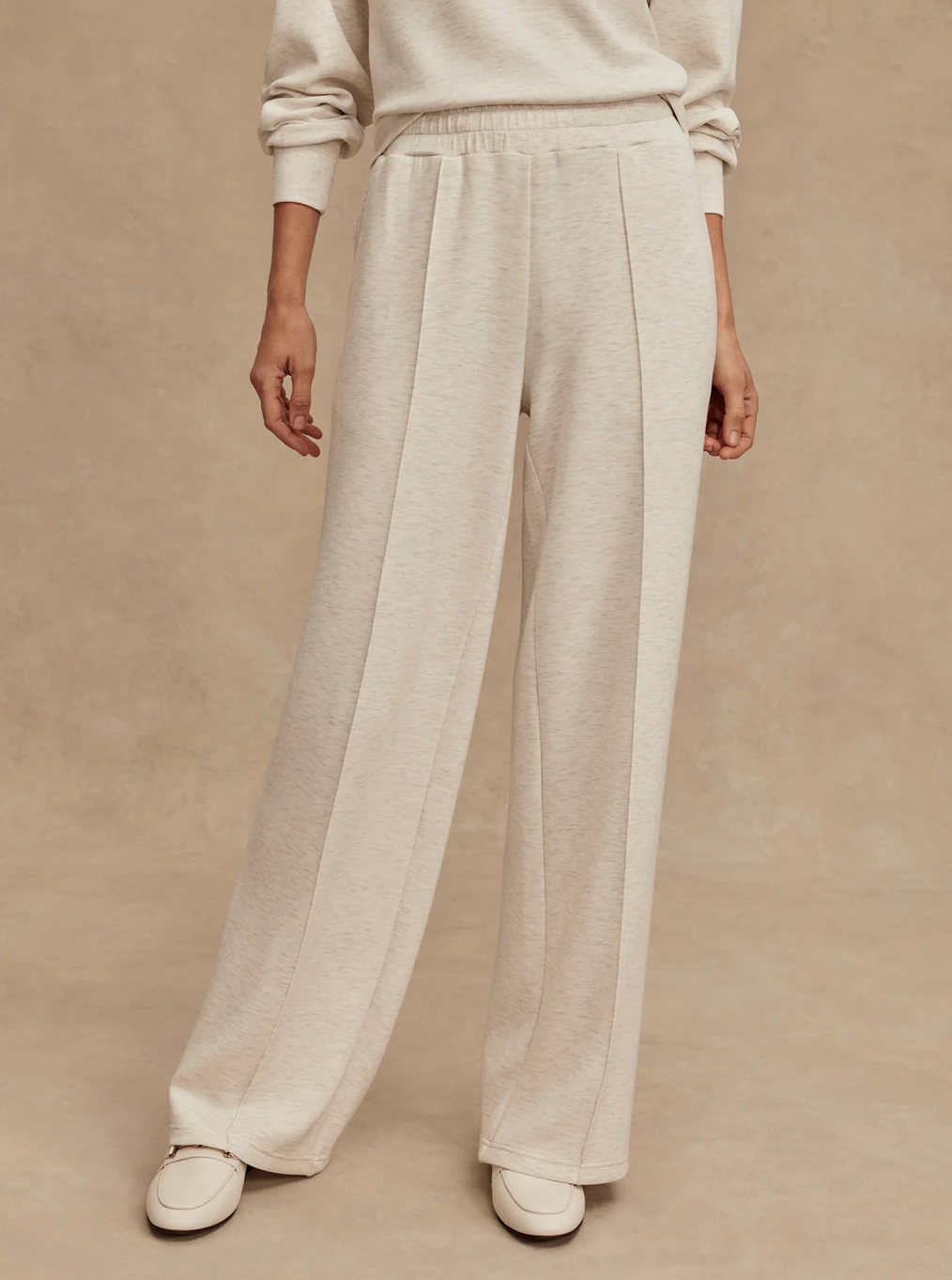 THE WIDE LEG PANT 28" IVORY MARL