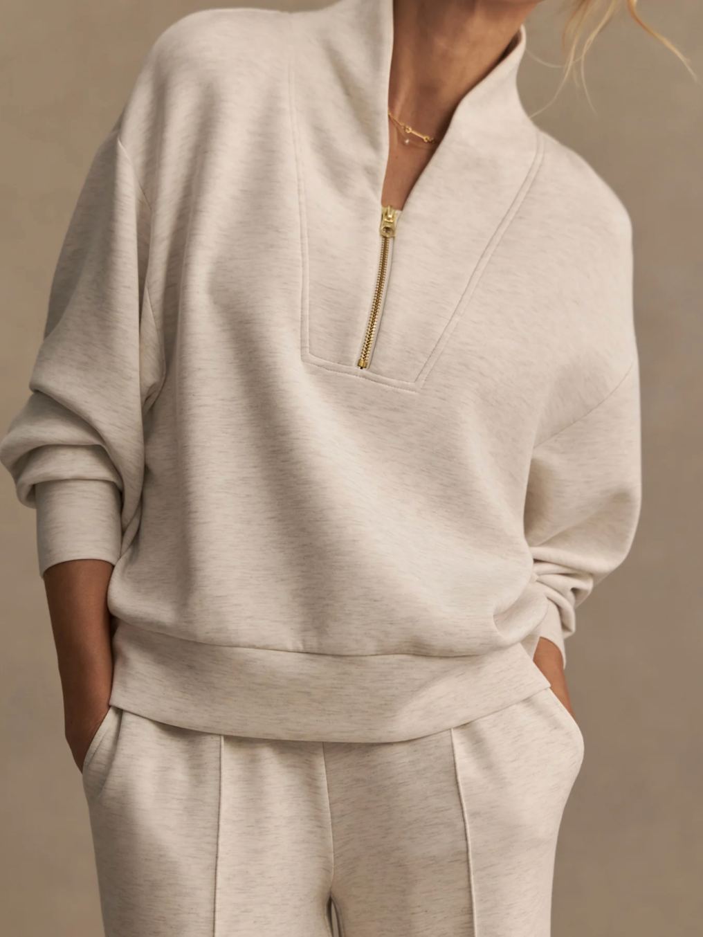 DAVIDSON DOUBLESOFT 1/2 ZIP IVORY MARL