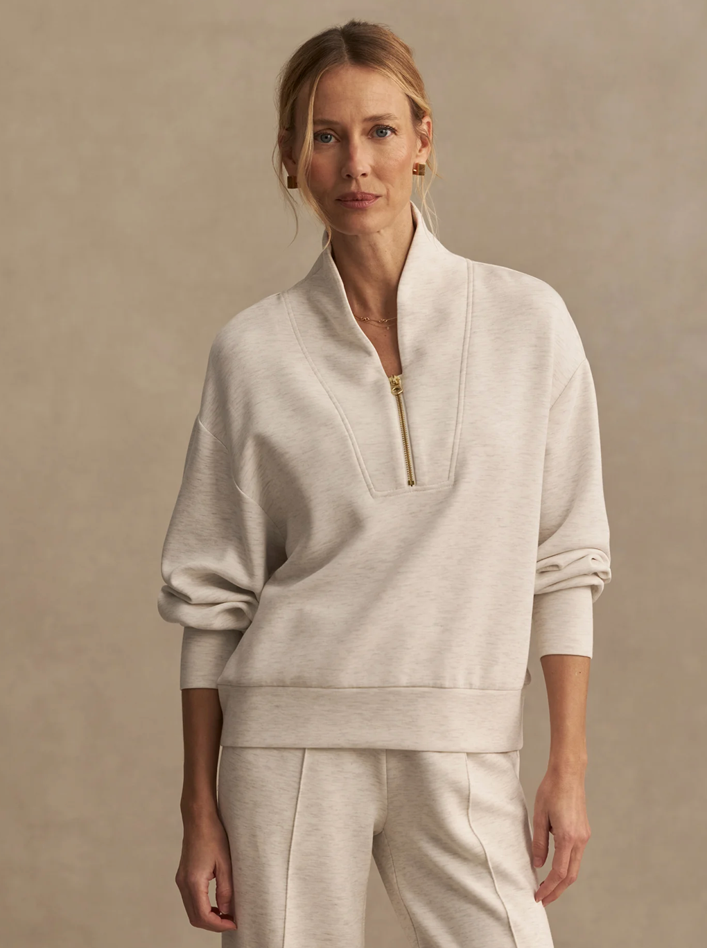 DAVIDSON DOUBLESOFT 1/2 ZIP IVORY MARL
