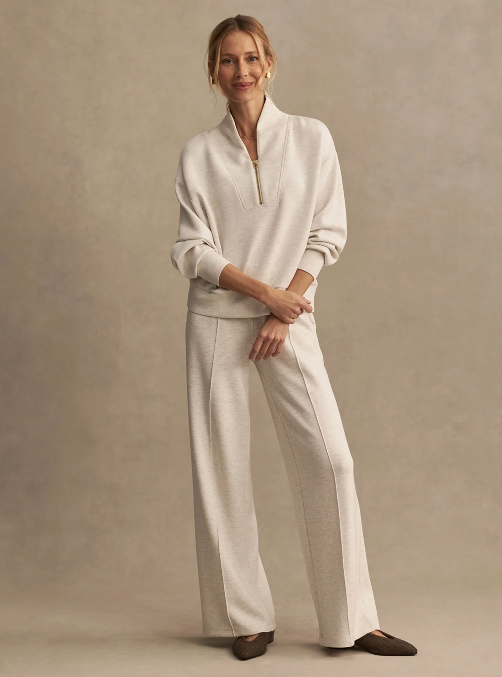 DAVIDSON DOUBLESOFT 1/2 ZIP IVORY MARL
