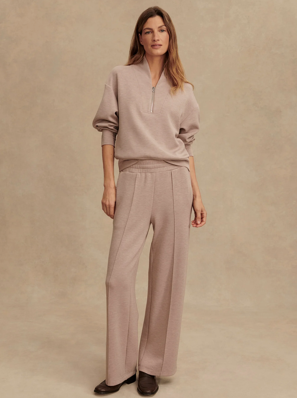DAVIDSON DOUBLESOFT 1/2 ZIP TAUPE MARL