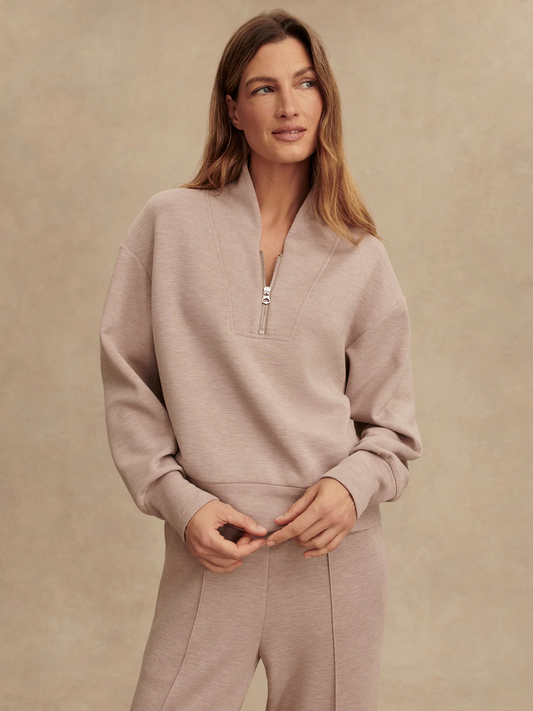DAVIDSON DOUBLESOFT 1/2 ZIP TAUPE MARL