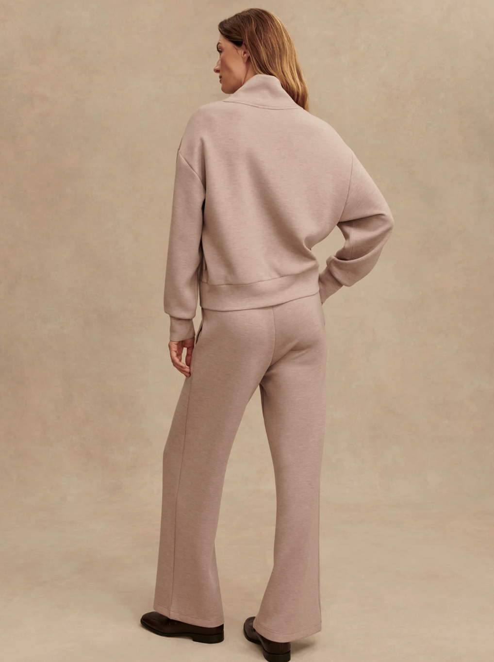 DAVIDSON DOUBLESOFT 1/2 ZIP TAUPE MARL
