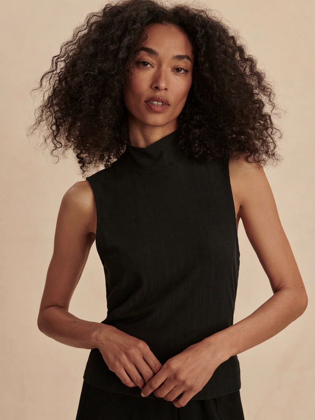 CALEY FITTED RIB TANK BLACK