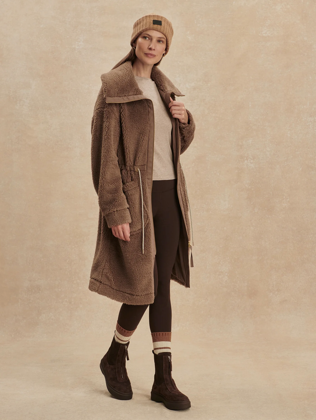 LOGAN SHERPA COAT ASH TAUPE