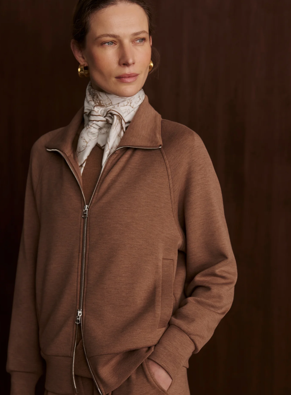 TYDE ZIP THROUGH GOLDEN BRONZE MARL