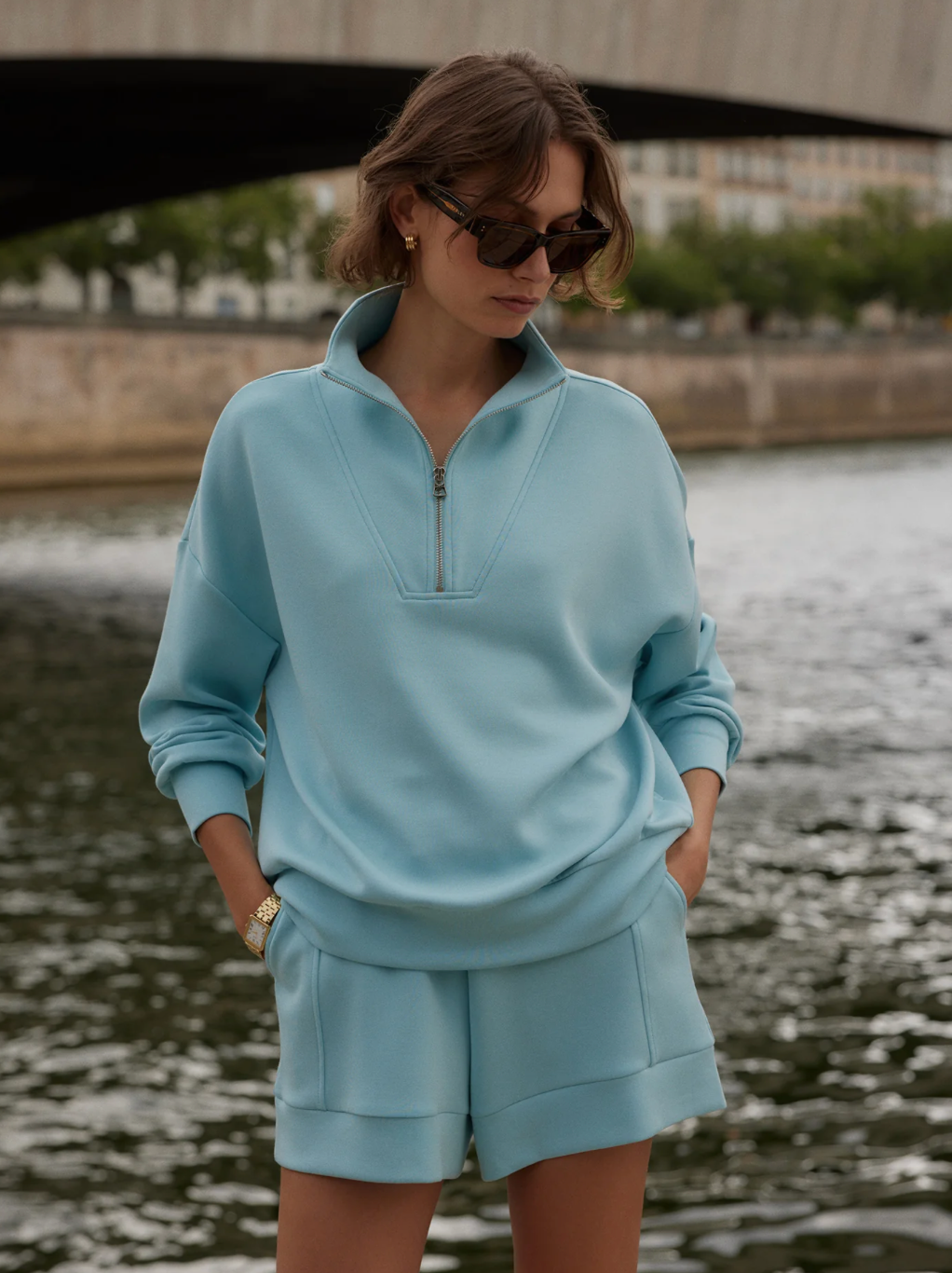 HAWLEY 1/2 ZIP PORCELAIN BLUE