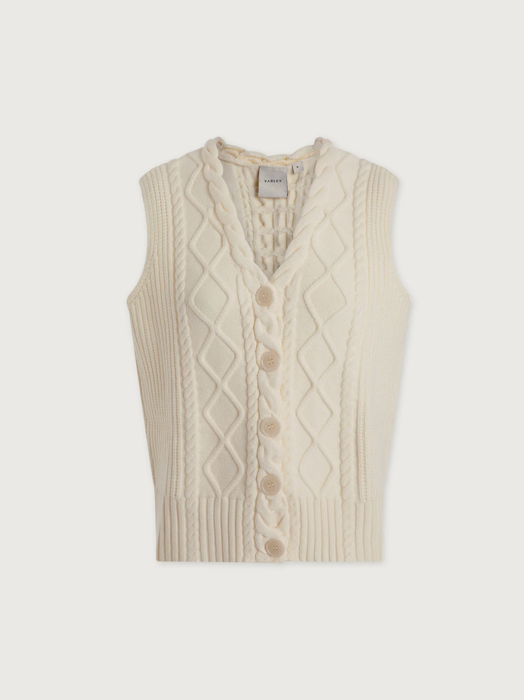 TATYANA CABLE KNIT VEST EGRET