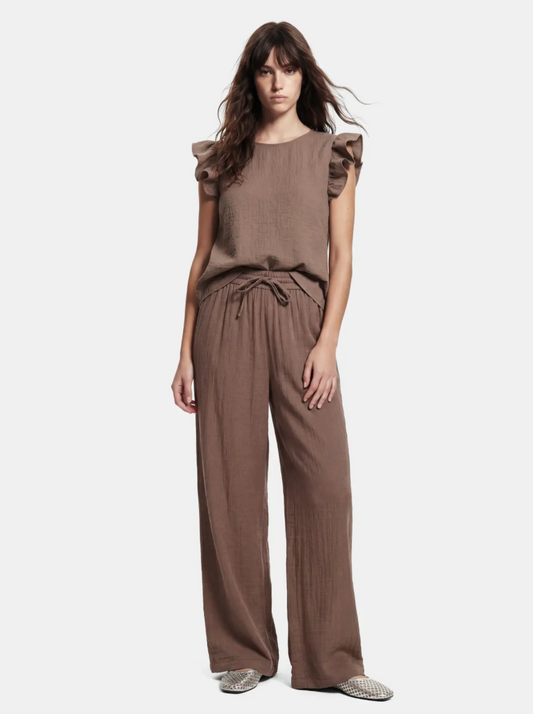 ASTINA HIGH WAIST TROUSERS COFFEE QUARTZ