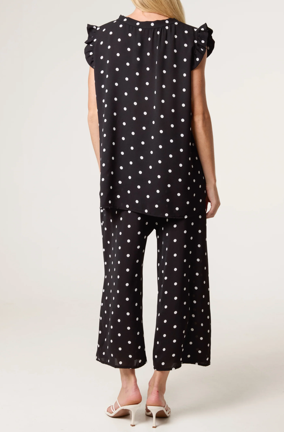 POLKA DOT CULOTTE SET BLACK WHITE