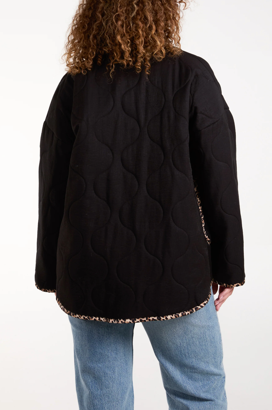LEOPARD PIPING JACKET BLACK