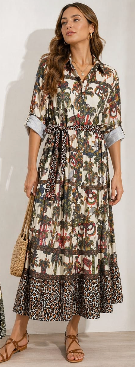 LOTUS LEOPARD MAXI BROWN BELTED