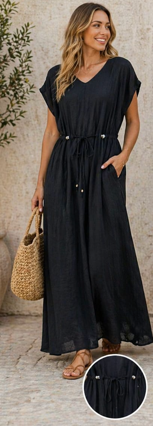 TANYA MAXI BEADED DRESS BLACK