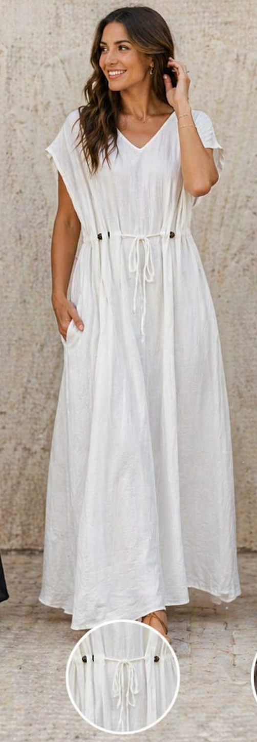 TANYA MAXI BEADED DRESS WHITE