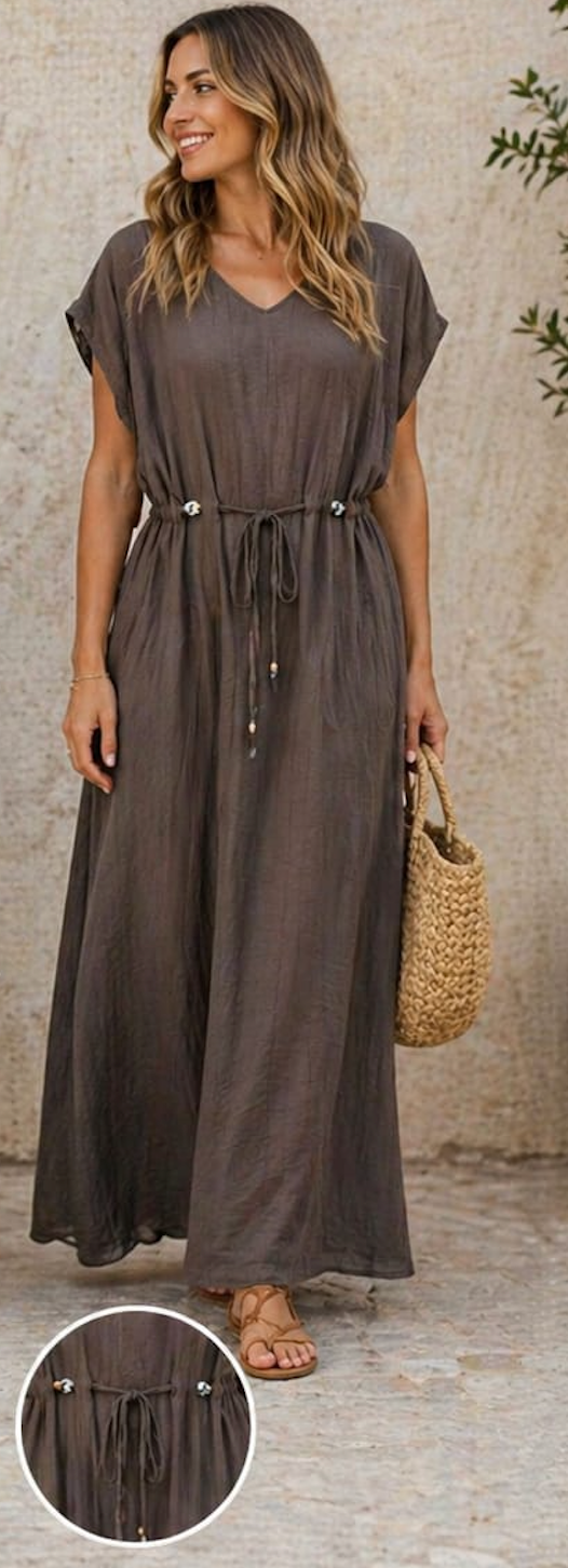 TANYA MAXI BEADED DRESS BROWN