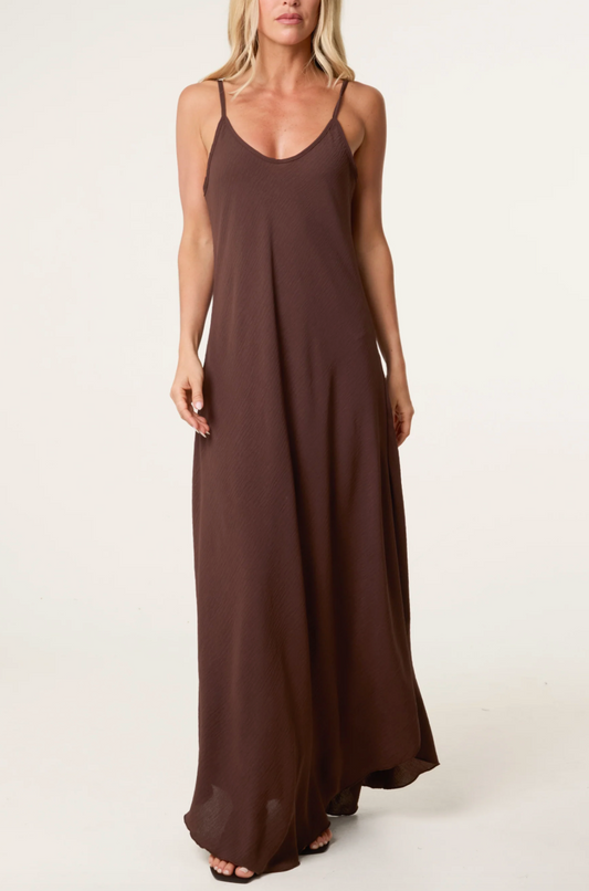CAMI SWING MAXI DRESS CHOCOLATE