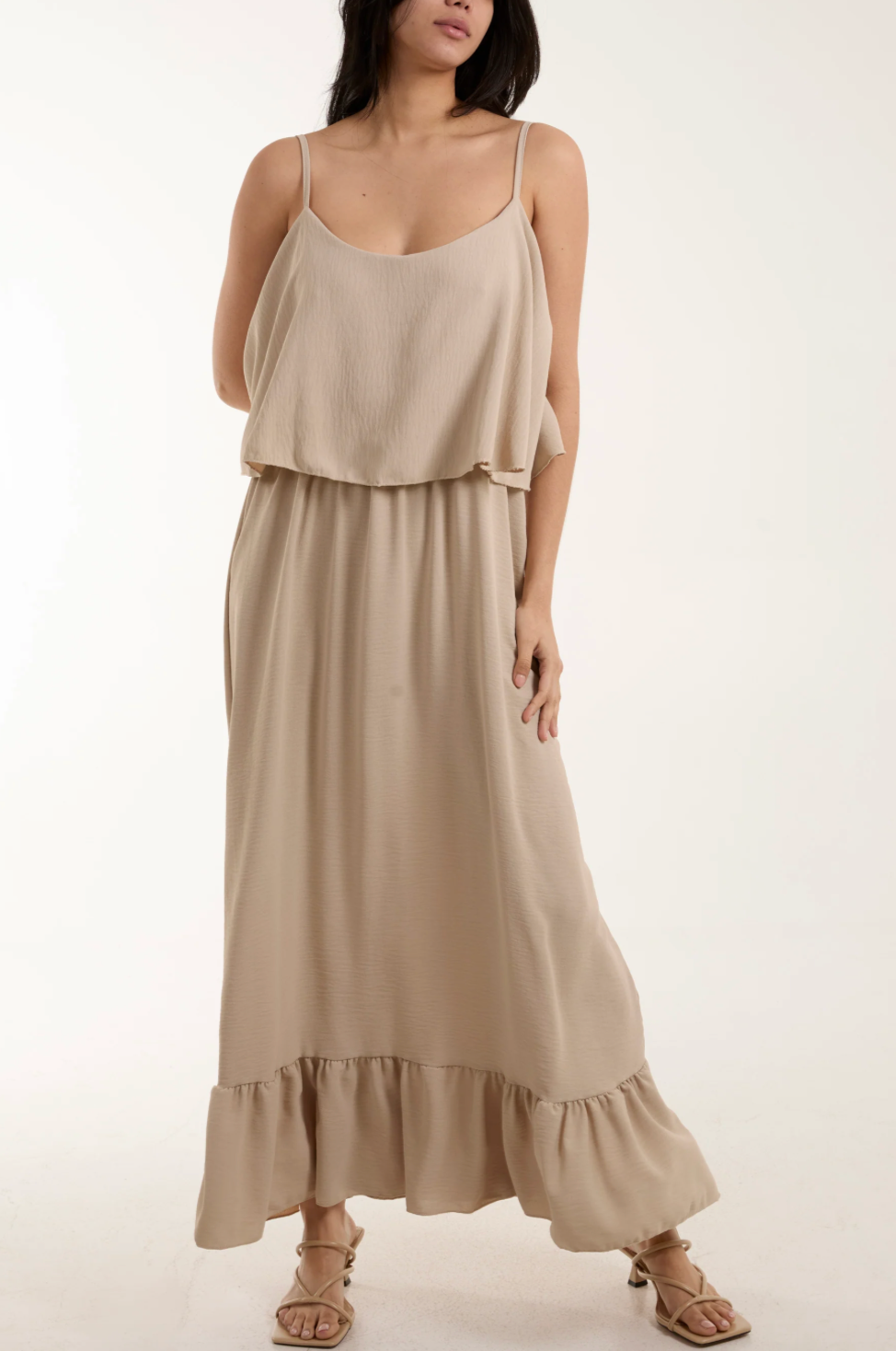 DOUBLE LAYER CAMI MAXI BEIGE