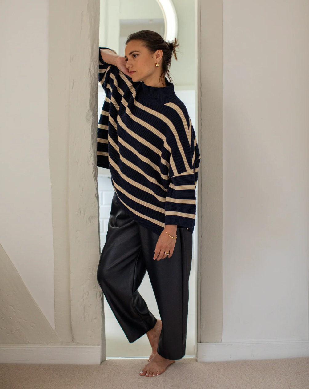 VICKI JUMPER NAVY SAND STRIPE