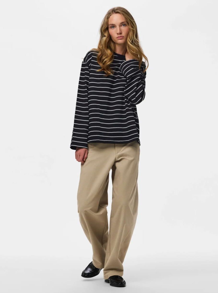 SADIE STRIPE LS TOP BLACK CLOUD