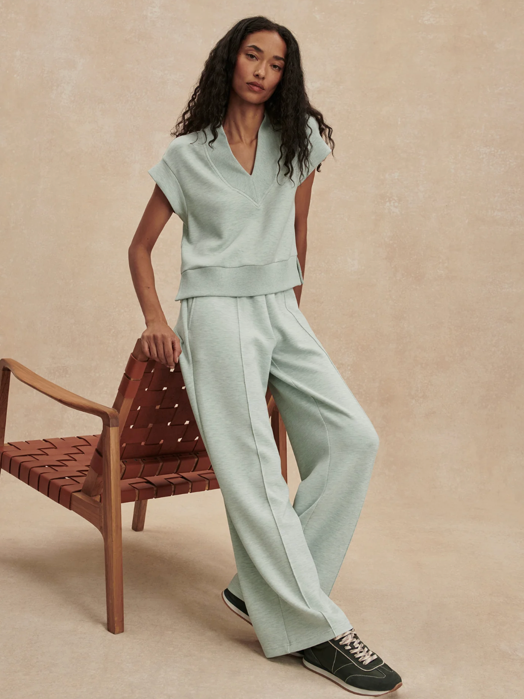 THE WIDE LEG PANT 28" MINT GREEN MARL