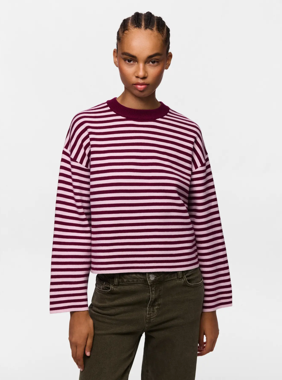 JASSY STRIPE LS RASPBERRY ROSEATE