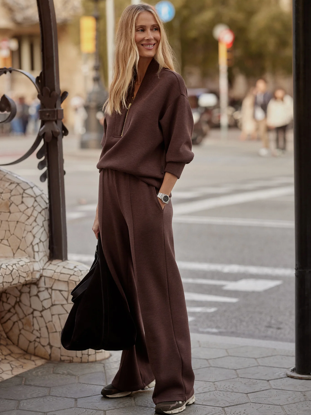 THE WIDE LEG PANT 28" COFFEE BEAN MARL